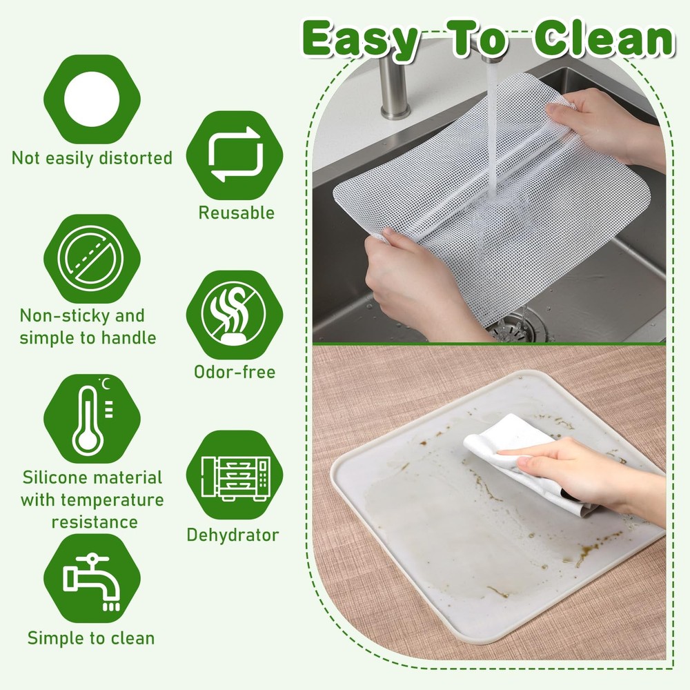 4 PCS Dehydrator Trays, 4 PCS Mesh Silicone Dehydrator Sheets Reusable Dehydr...