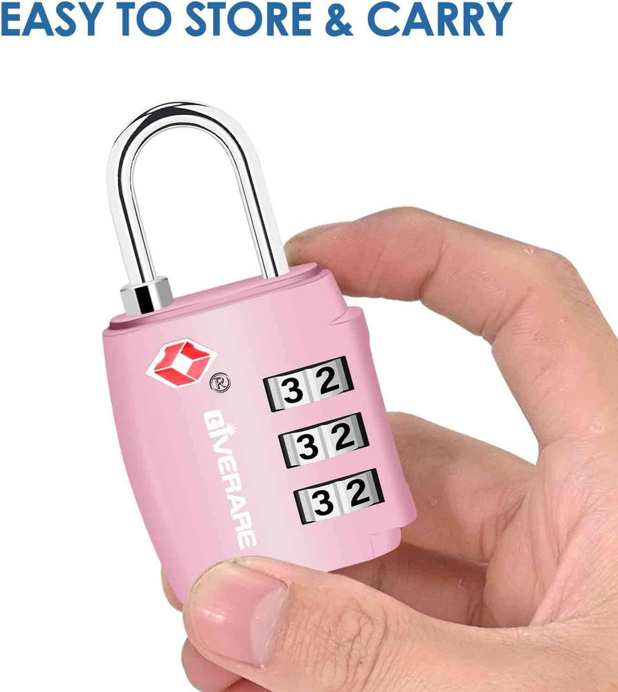 2 Pack TSA Accepted 3-Digit Luggage Locks, Keyless Alloy Padlocks, Compact Black