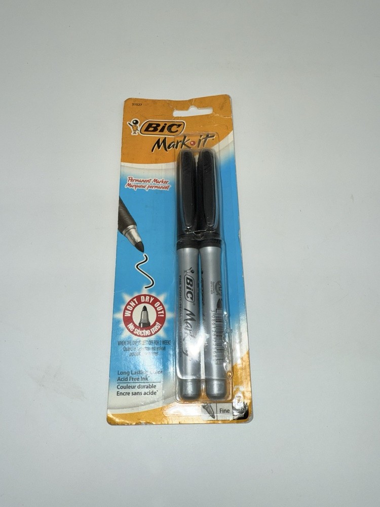 BIC Mark-It Permanent Marker Black Fine 2 Pack #31527