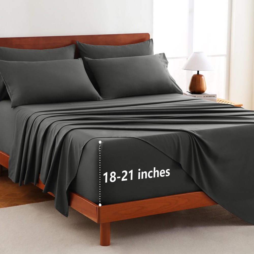 CozyLux Extra Deep Pocket Queen Sheet Set - 6 Piece Sheets Queen Size Bed Set -