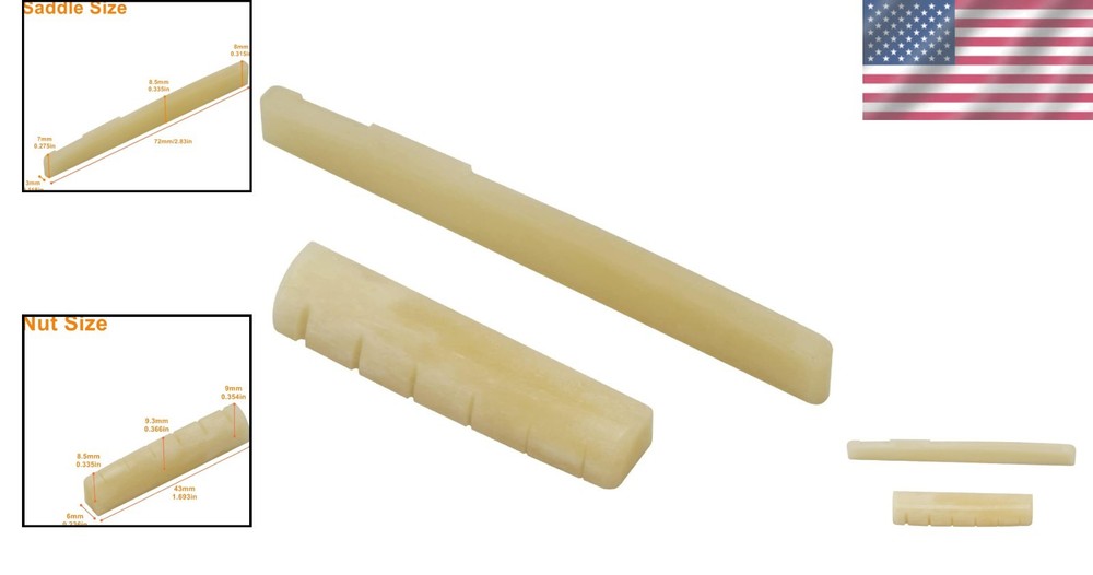 Unbleached Bone Guitar Bridge Saddle & Nut Set