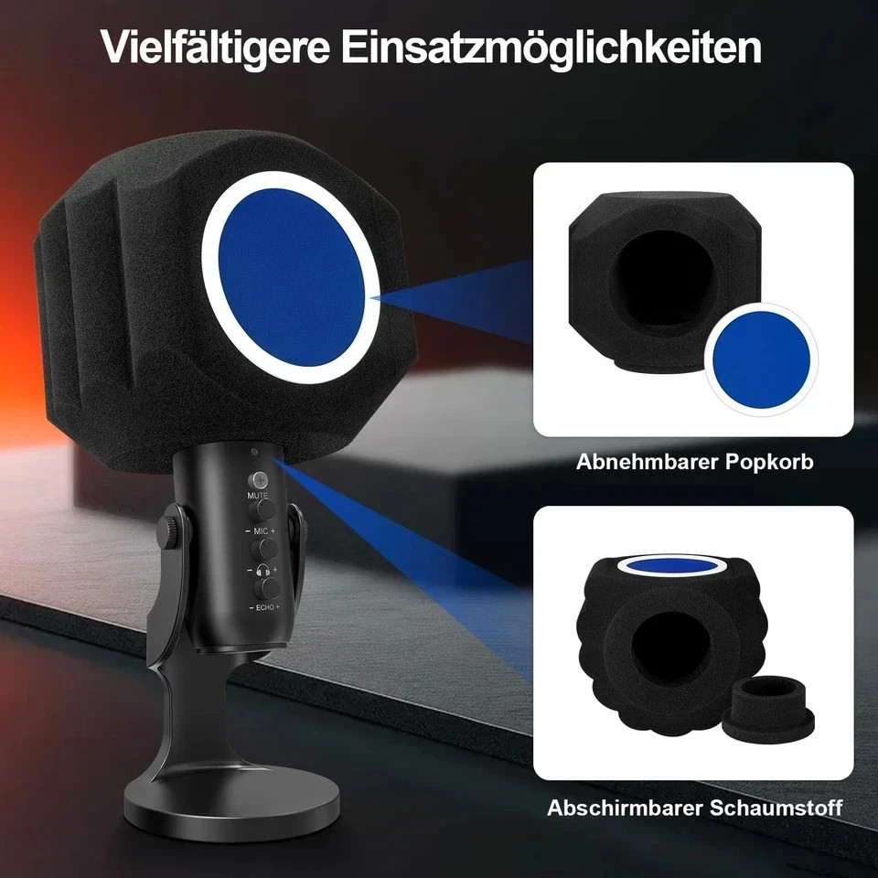 Microphone Wind Shield Pop Filter Isolation Ball, Acoustic for Record...