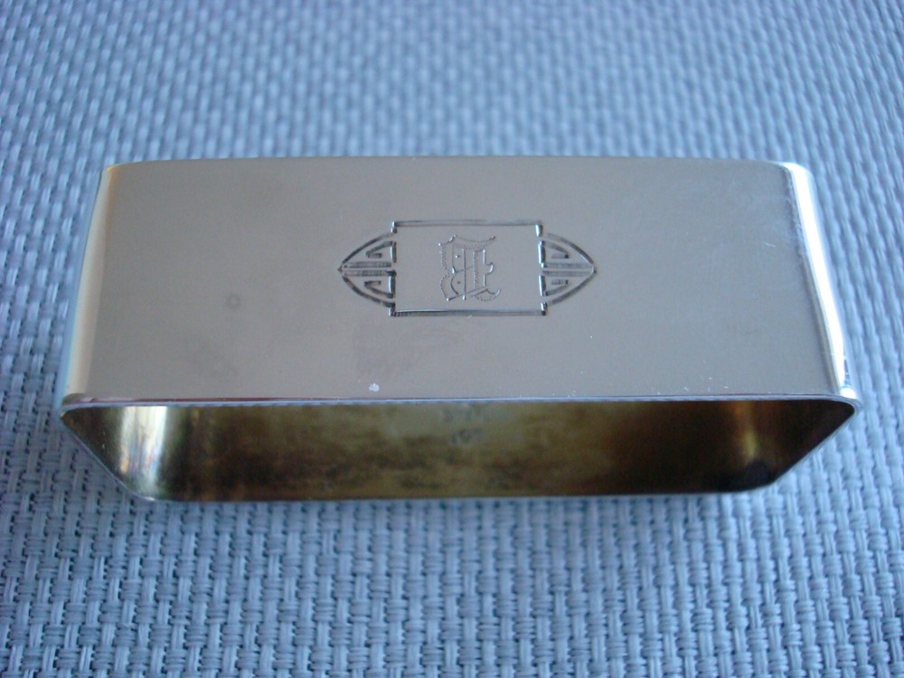 INTERNATIONAL WAITROUS STERLING SILVER ~ NAPKIN RING RECTANGLE ~ MONO "B"