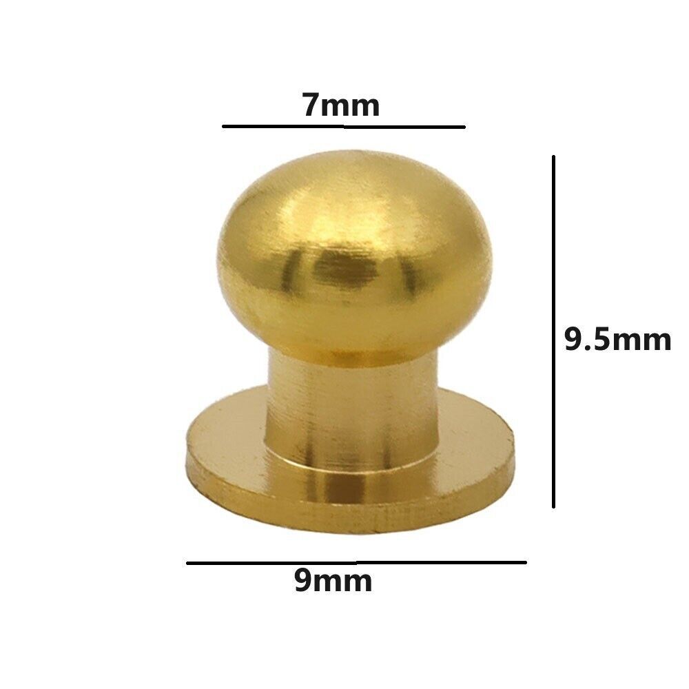 50pcs M3 Round Head Solid Brass Stud Screw Rivet Chicago Button Leather Craft