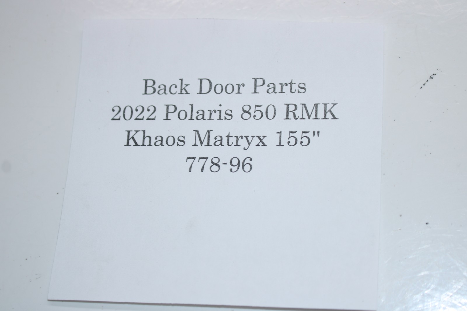 2022 Polaris 850 Rmk Khaos Matryx 155" Electric Start Kit Only 171 Miles