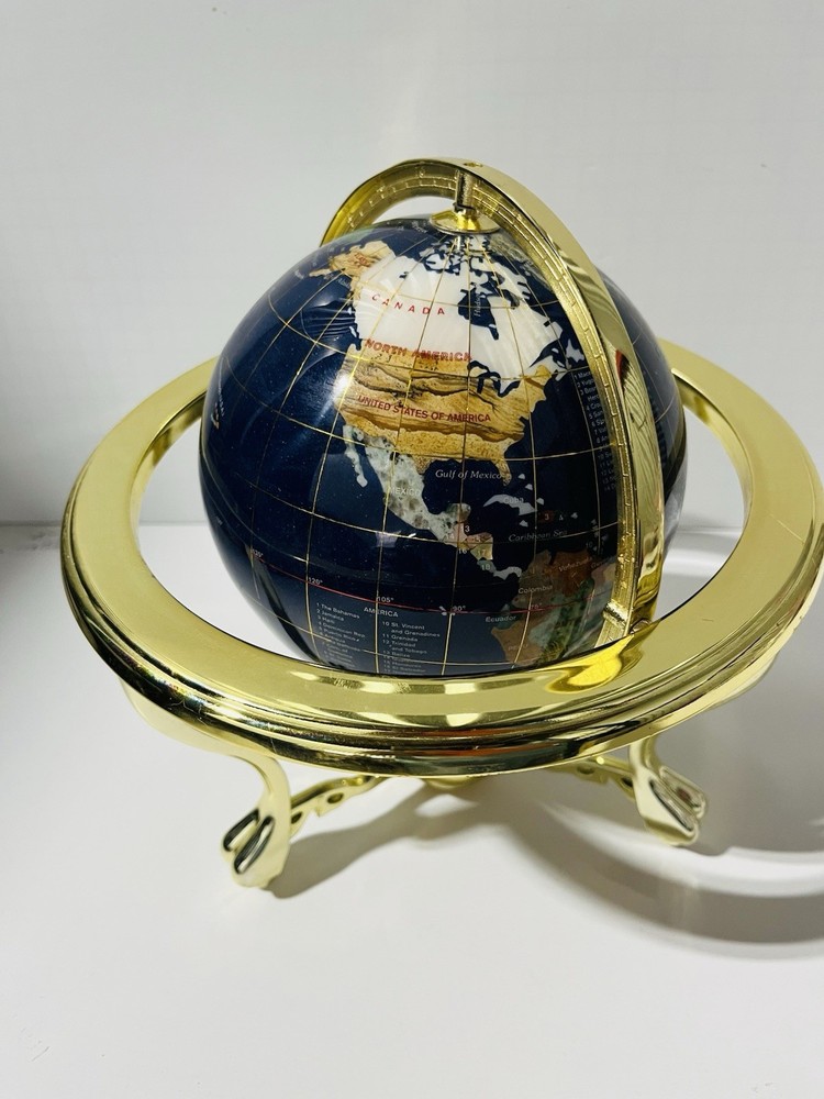 Gemstone globe Double Axis 9 Inch Tall