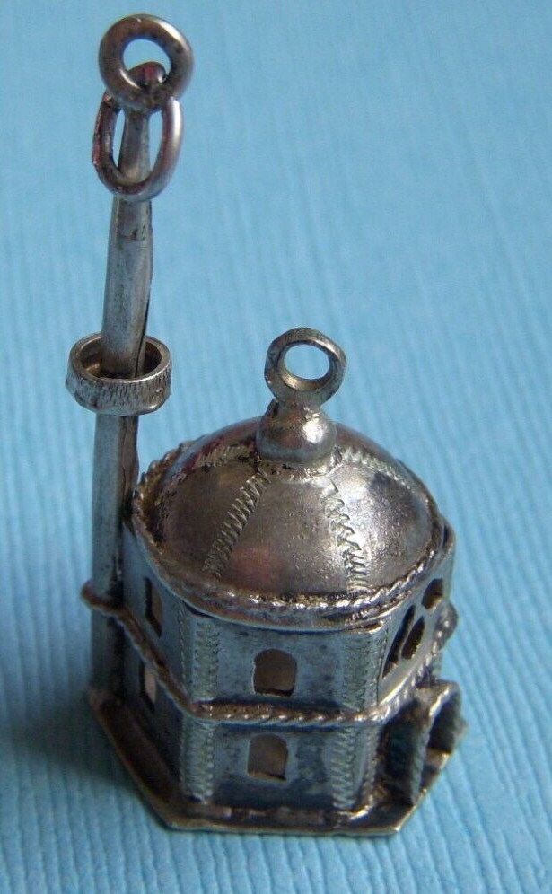 Vintage large mosque silver charm