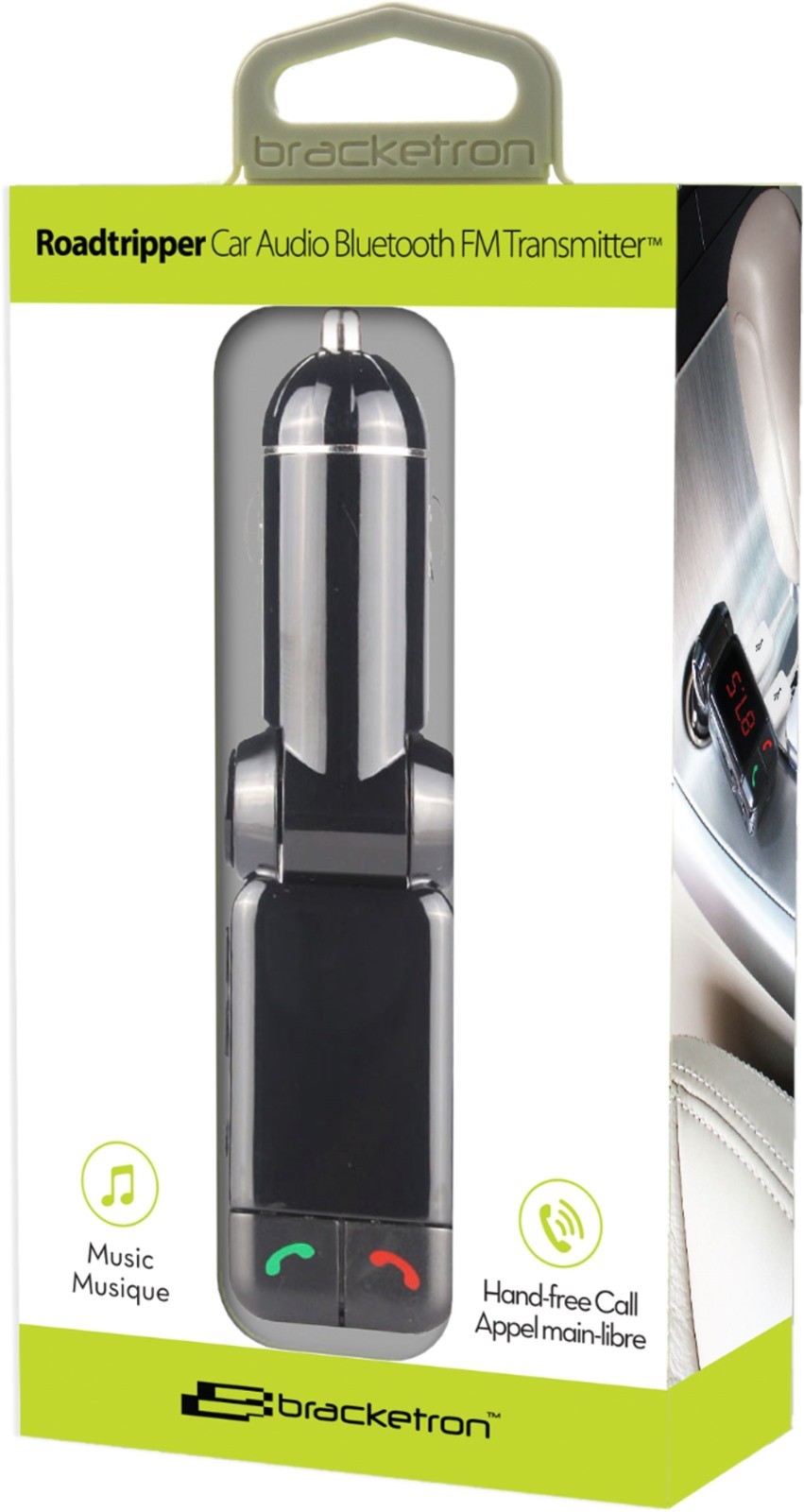 Bracketron Roadtripper Wireless Bluetooth Car FM Transmitter/USB Charger - Black