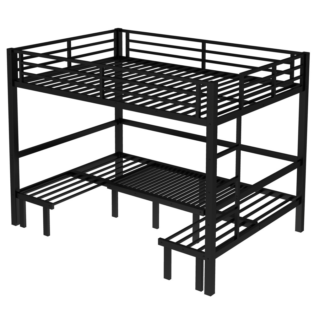 Queen over Queen Size Bed pull-out Metal Bunk Bed,lower bunk can be pulled out