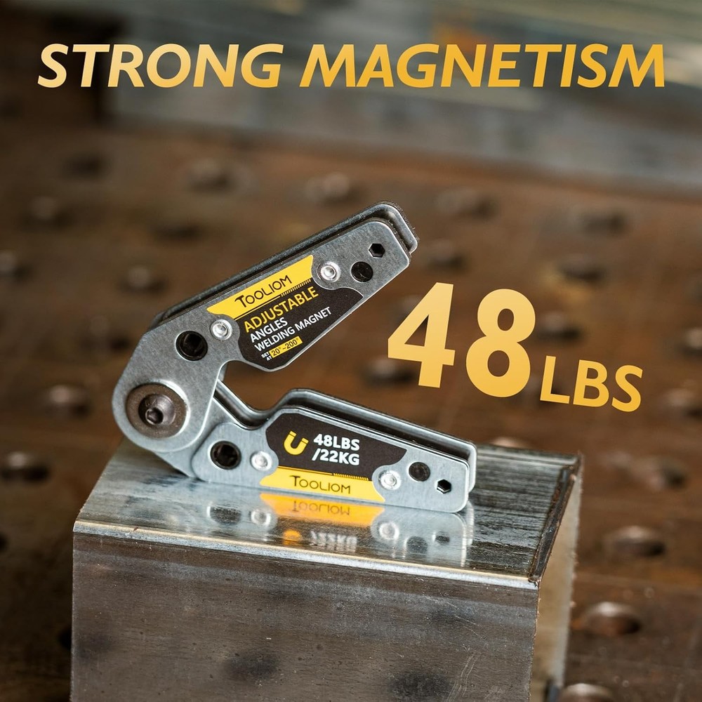 TOOLIOM Adjustable Angle 20°-200° Welding Magnets,Magnetic Pull Force 48 LBs Wel