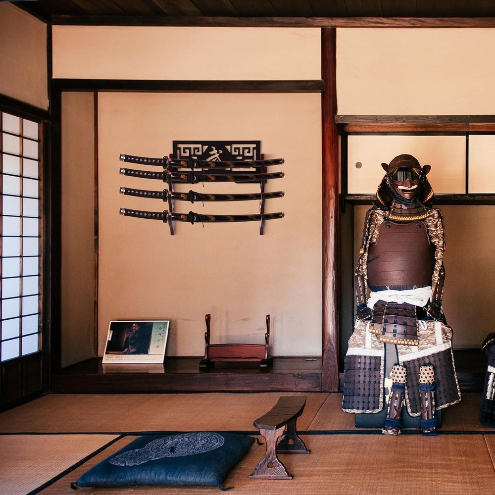 Valiant 4-Tier Samurai Sword Display - Elegant Wall Mount for Sword Aficionados
