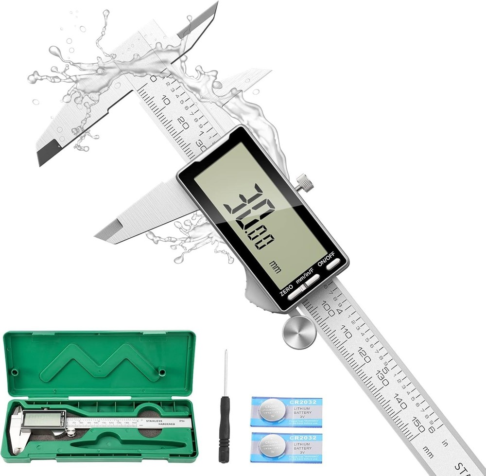 High-Accuracy 6" Digital Caliper with Depth Probe & Waterproof Stainless Design