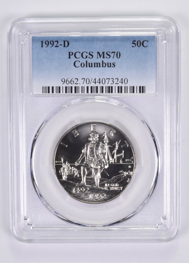 MS70 1992 -D Columbus Commemorative Half Dollar PCGS Blue Label