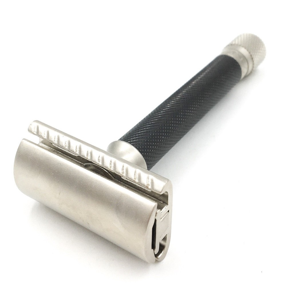 Parker Variant ADJUSTABLE Safety Razor & 5 Double Edge Blades - Graphite Finish