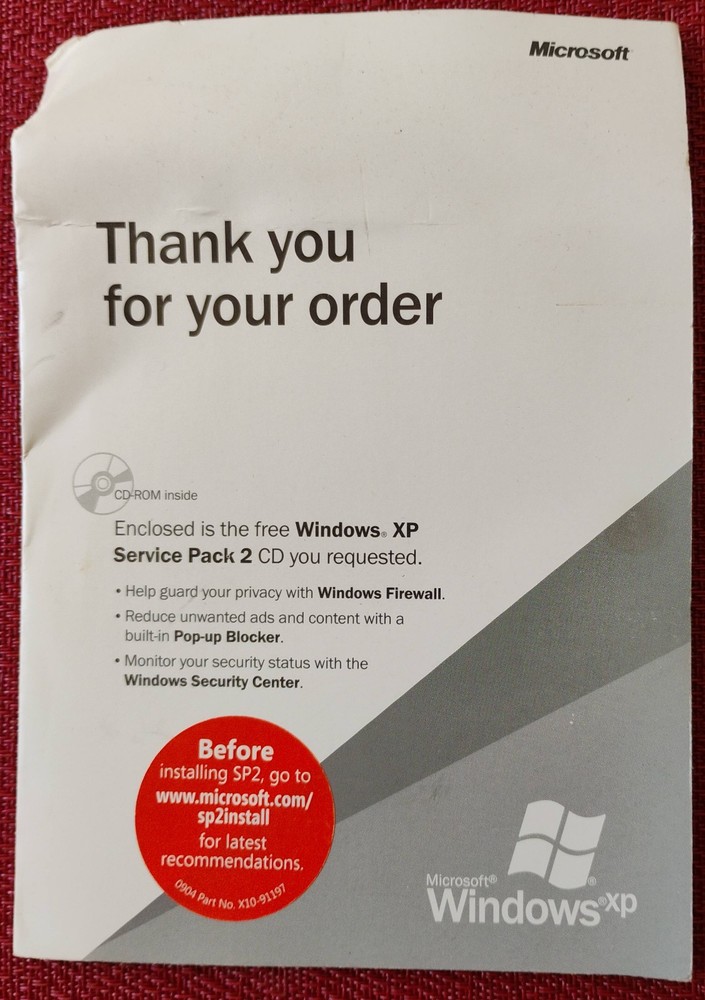 Windows XP Service Pack 2 CD disk