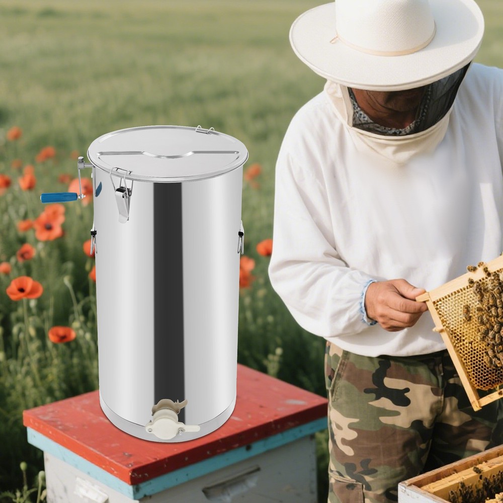 Manual Honey Extractor 2 Frame Beekeeping Honeycomb Spinner Stainless Steel