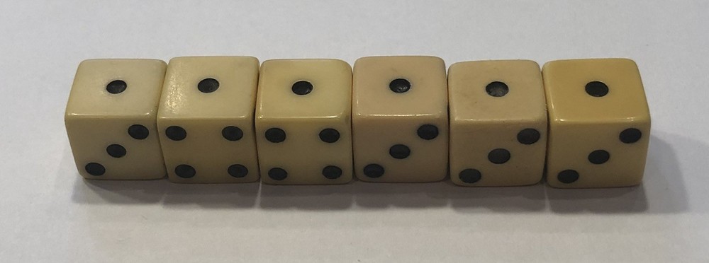 Three Pair Butterscotch Bakelite 1/2” Vintage Dice (Tested)