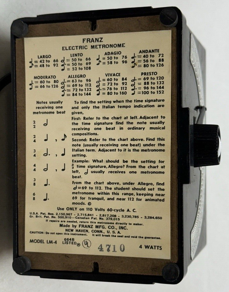 Franz Electric Metronome Bakelite LM-4 Timing Device Tested Working