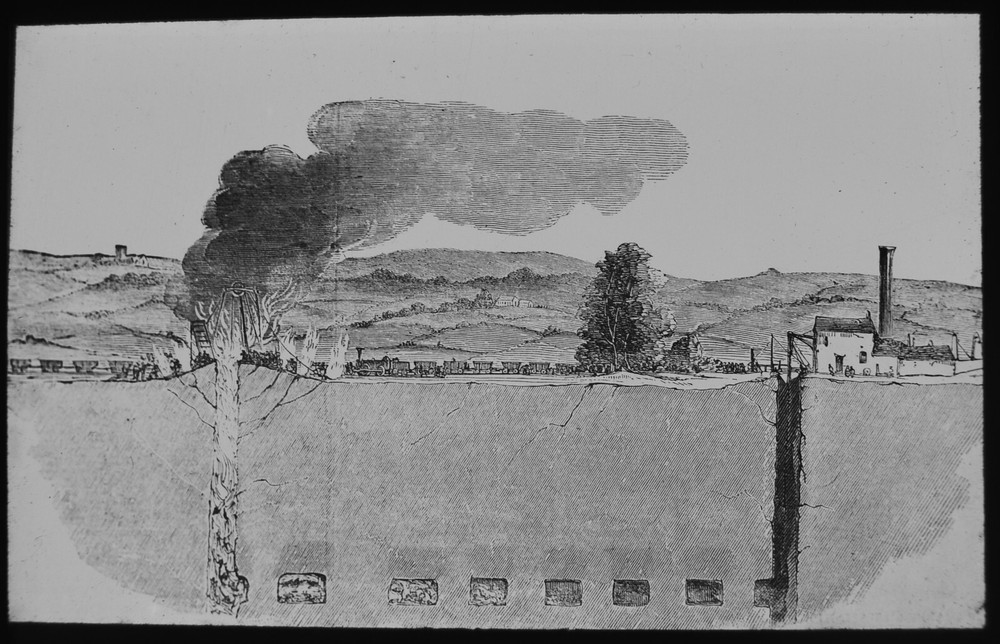 COAL MINING ASTLEY DEEP PIT FIRE MANCHESTER C1875 VICTORIAN Magic Lantern Slide