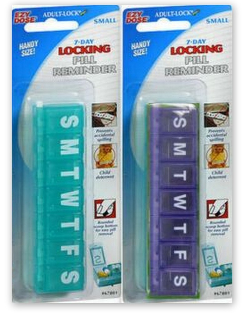 Locking Pill Planner SMALL Ezy Dose ( 2 pack ) COLORS VARY 67801