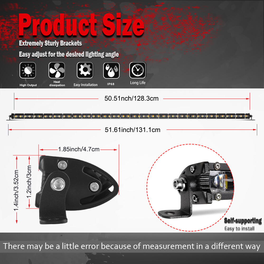 For Can-Am Maverick X3 Roof Strobe 50inch +7" LED Light Bar +4" Pods + Wires Kit