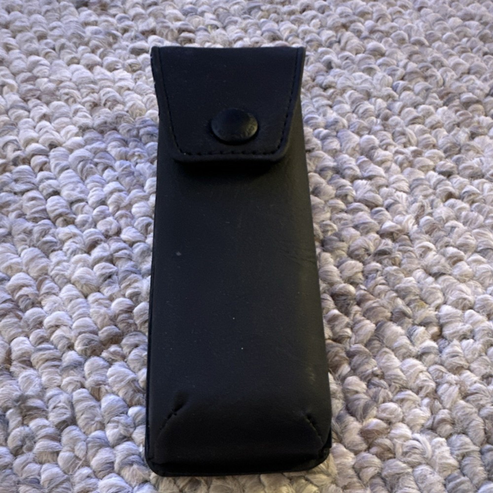 Black Leather Pen Case with Snap Closure
