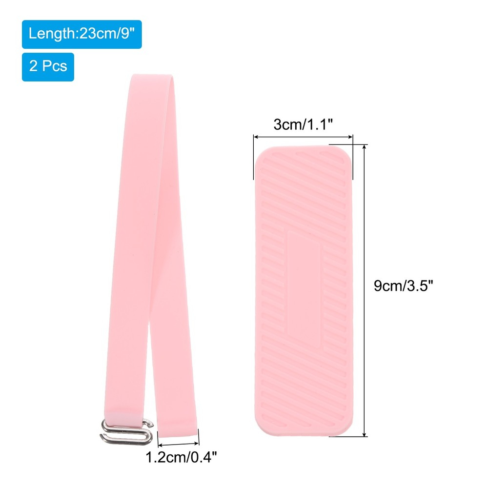 Phone Grip Strap Silicone Elastic Cord with Handle Pink 2Pcs