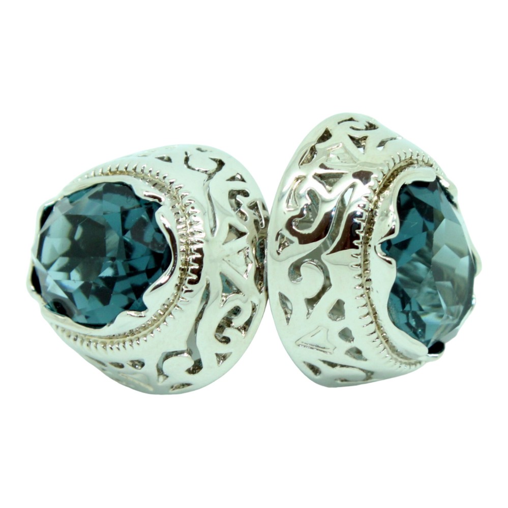 Blue and Silver Cufflinks Oval Shape