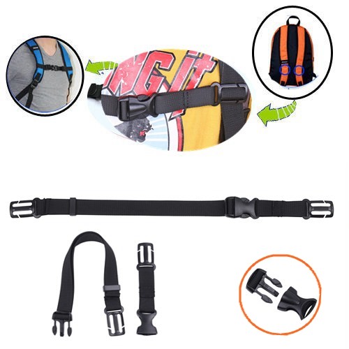 US _Adjustable Backpack Sack Bag Webbing Sternum Buckle Clip Strap Chest Black