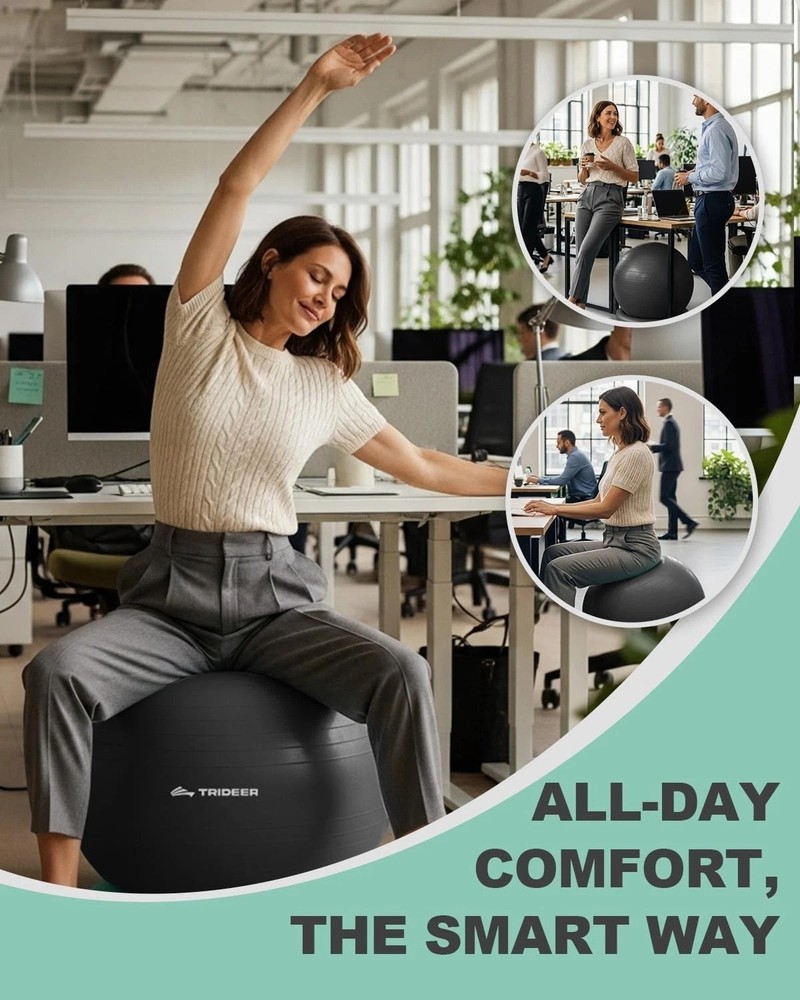 Yoga Ball with Stability Base - Core Workout & Stretching