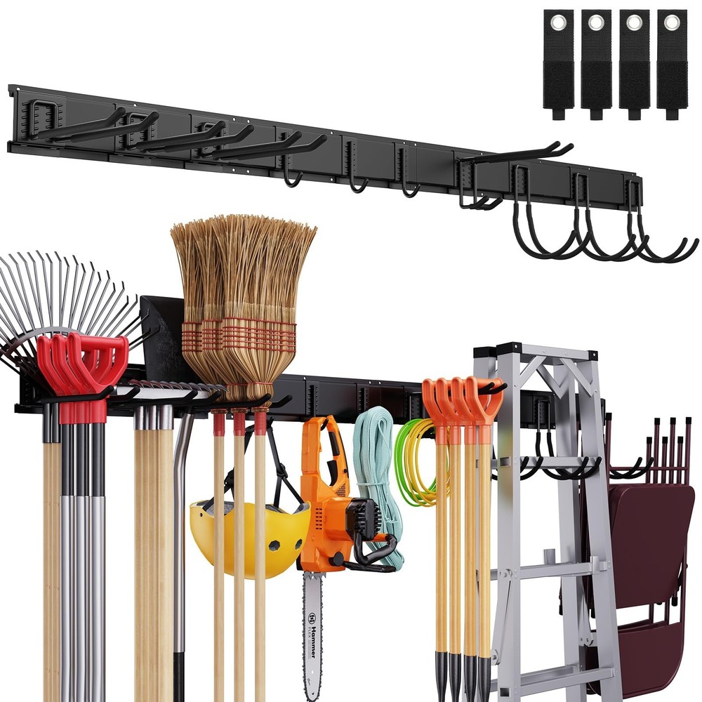 Tool Storage Rack Wall Mount, 64 Inch Adjustable Garden Tool Organizer, Heavy...