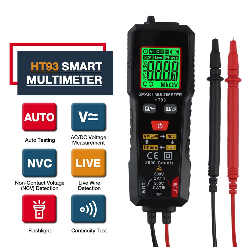 HT93 Smart Multimeter for Electrical Testing with Handheld NCV DETECTION