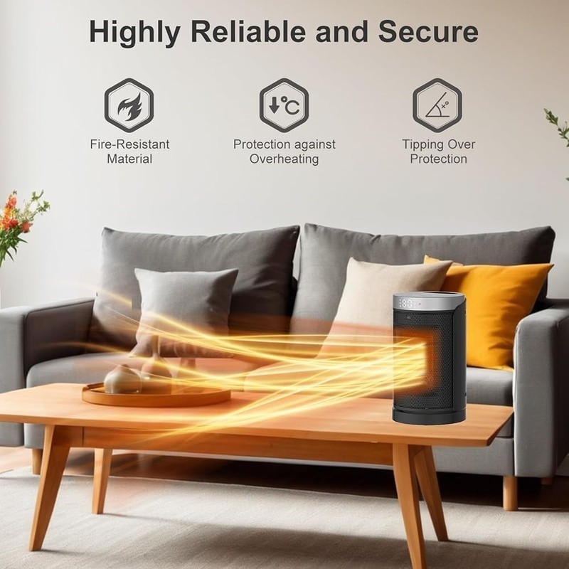 Portable Space Heater Fast Heating Remote Control Oscillation Safety Features US