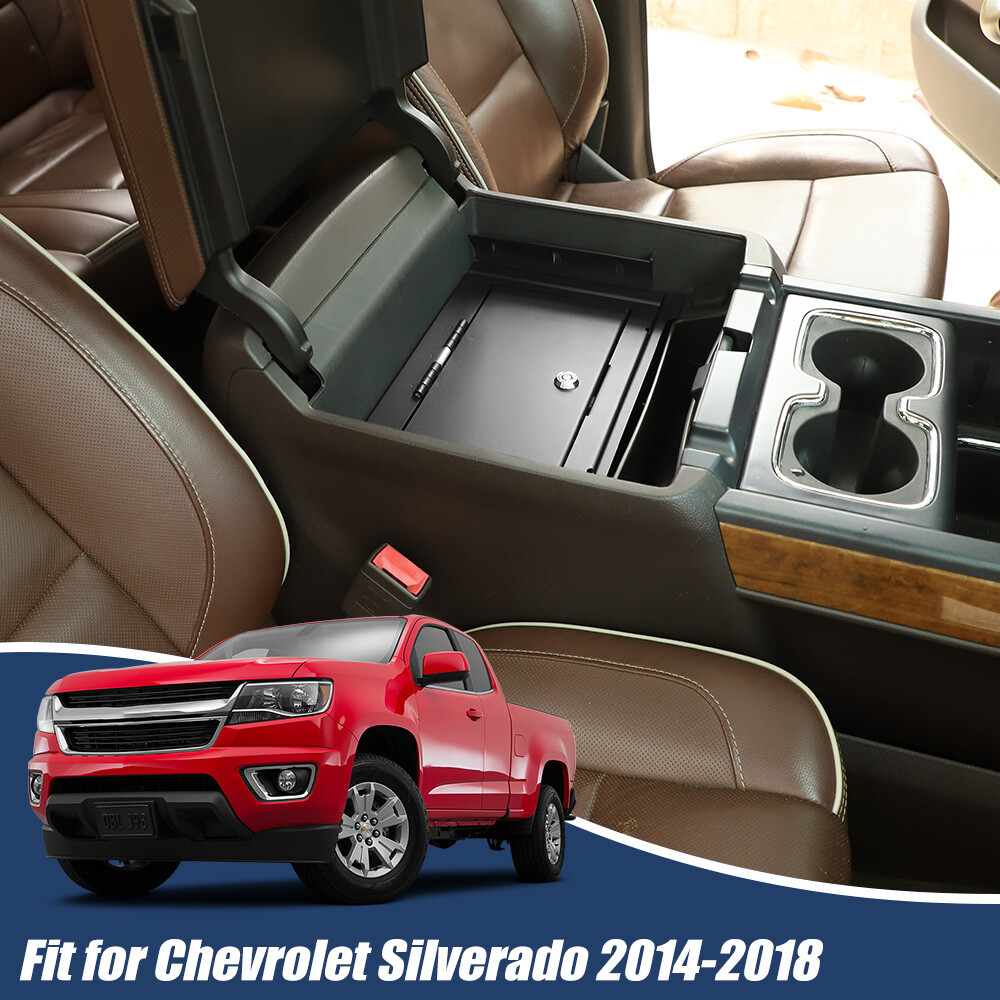 Locking Car Safe Box Armrest Console Insert Case W/Key For Chevy Silverado 2014+