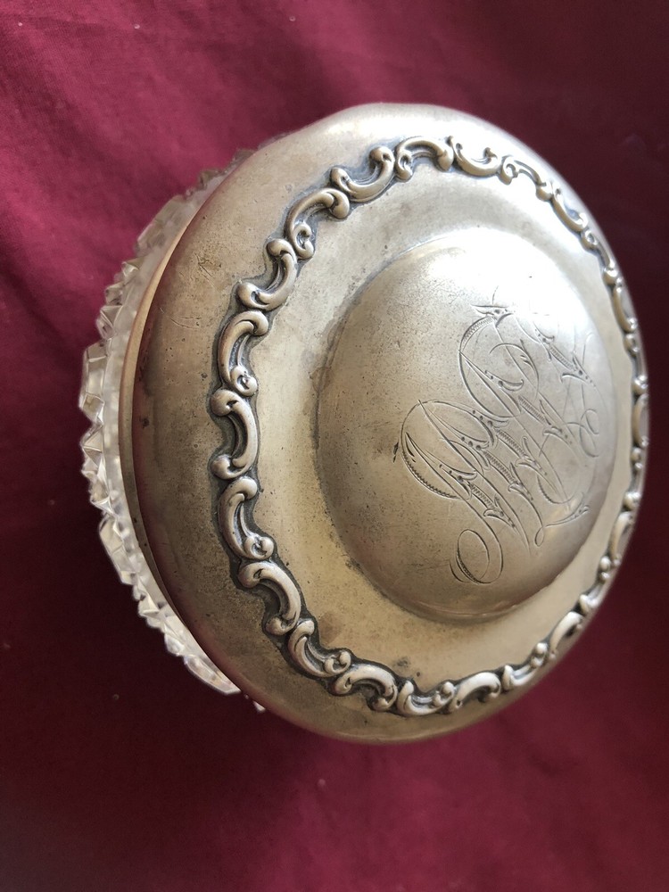 Antique Sterling Covered Glass Jar