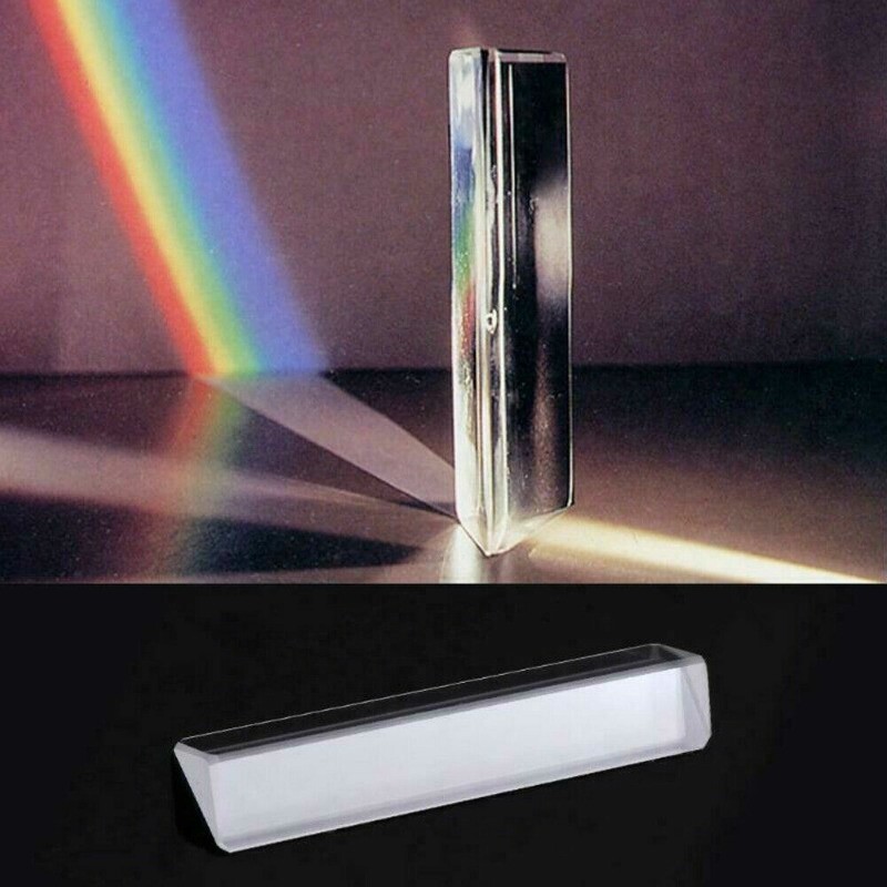 Optical Glass Triangle Prism Refraction Sunlight Rainbow Teaching Spectrum Props