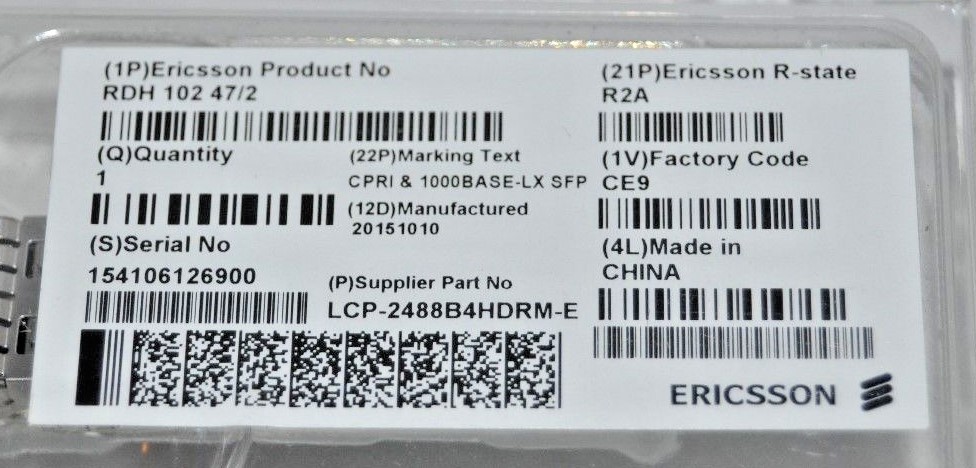 Optical Transceiver Module RDH 102 47/2 R2A Ericsson Delta Electronics SFP