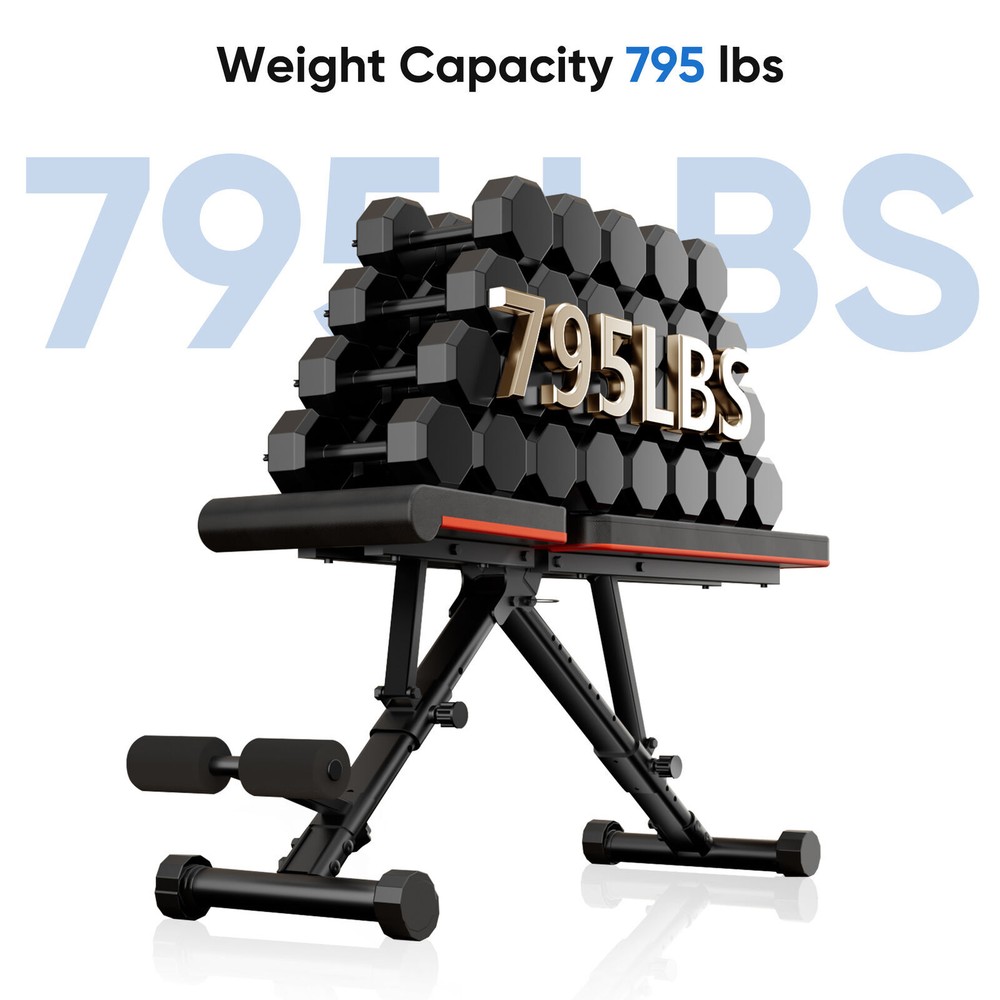 Foldable Sit Up Weight Bench Strength Training Adjustable Flat Incline Decline