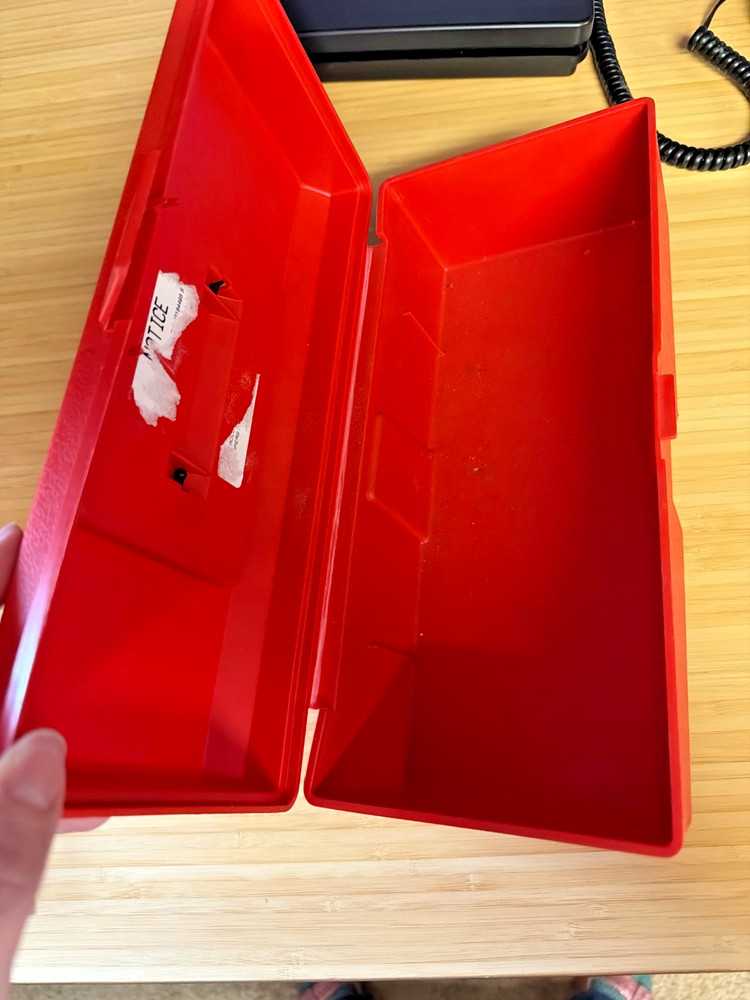 Vintage Akro-Mils Red Plastic Toolbox Tool Box USA w Handle