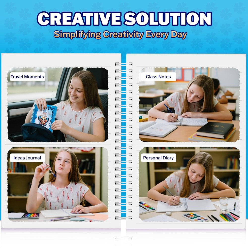 omatek smart technologies A5 3D Glossy Cover Spiral Notebook – Cute Blue