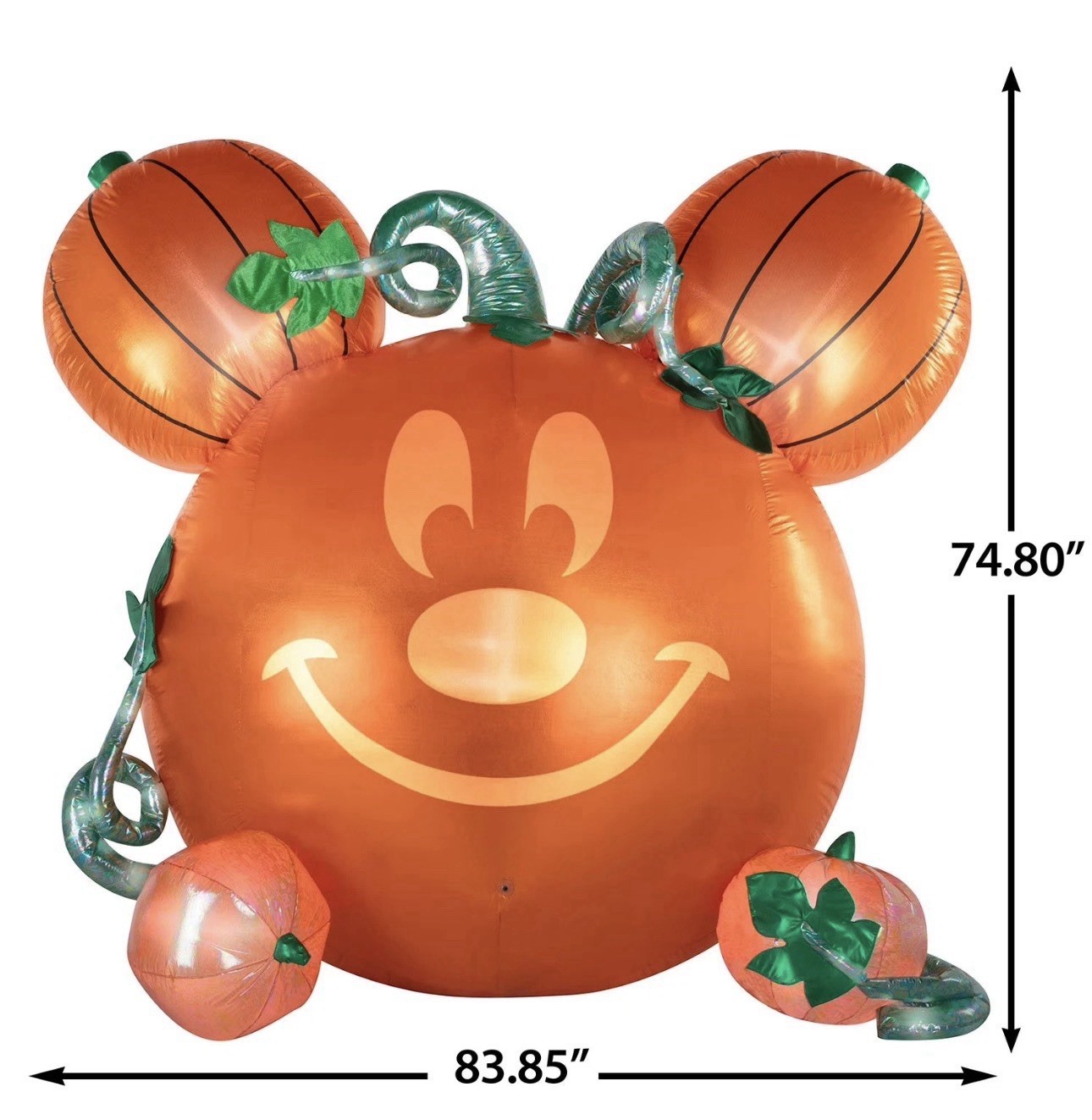 Disney Airblown 6’ Mickey Mouse Emote Glow Inflatable Animated Pumpkin, Orange