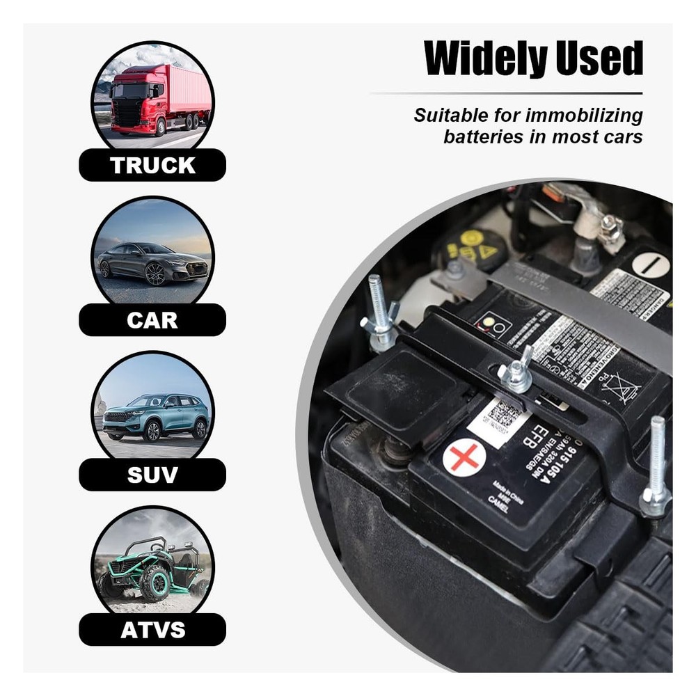 Car Battery Hold Down Kit, Adjustable Battery Tie Down Holder, Universal Batt...