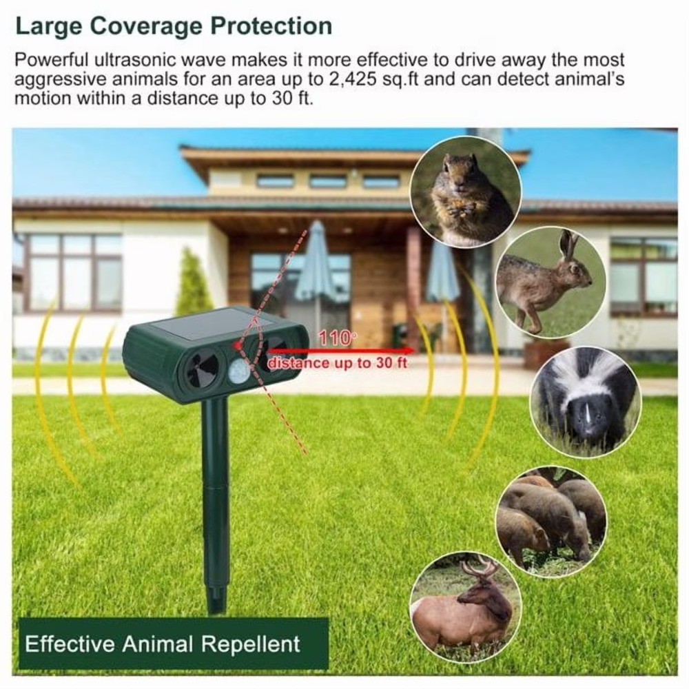 Ultrasonic Animal Repeller Motion Sensor Repellent Device