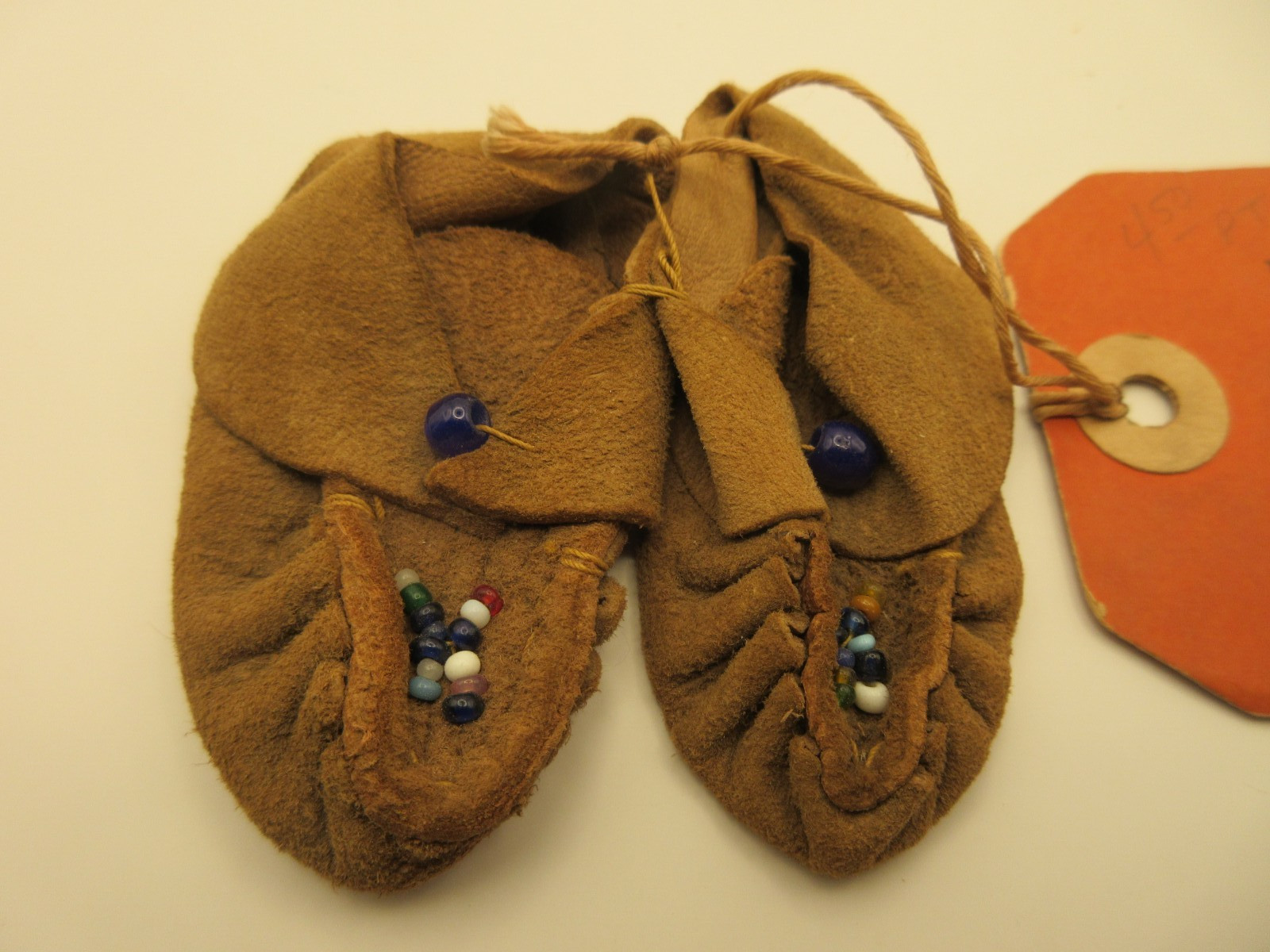 Antique Native American Indian Ojibwe Leather Beaded Moccasins Adult Baby