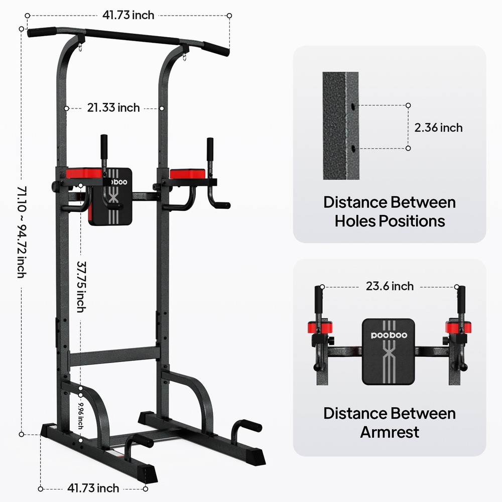 Indoor Power Tower MultiFunction Strength Training Dip Station Pull Up Bar Gym