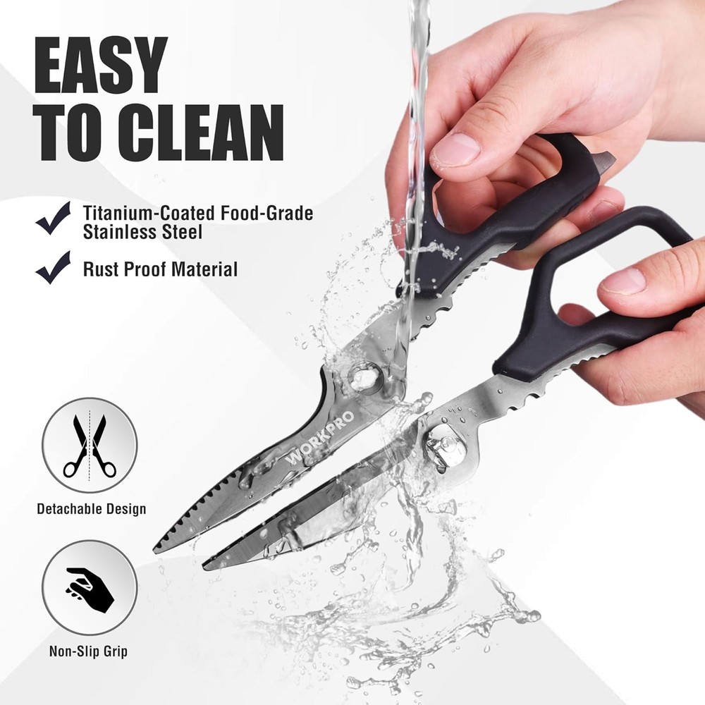WORKPRO Heavy Duty Kitchen Scissors Multipurpose Shears with Detachable Blades