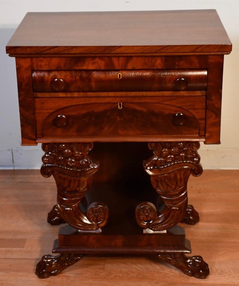 1880s Antique Empire Mahogany work table / side table
