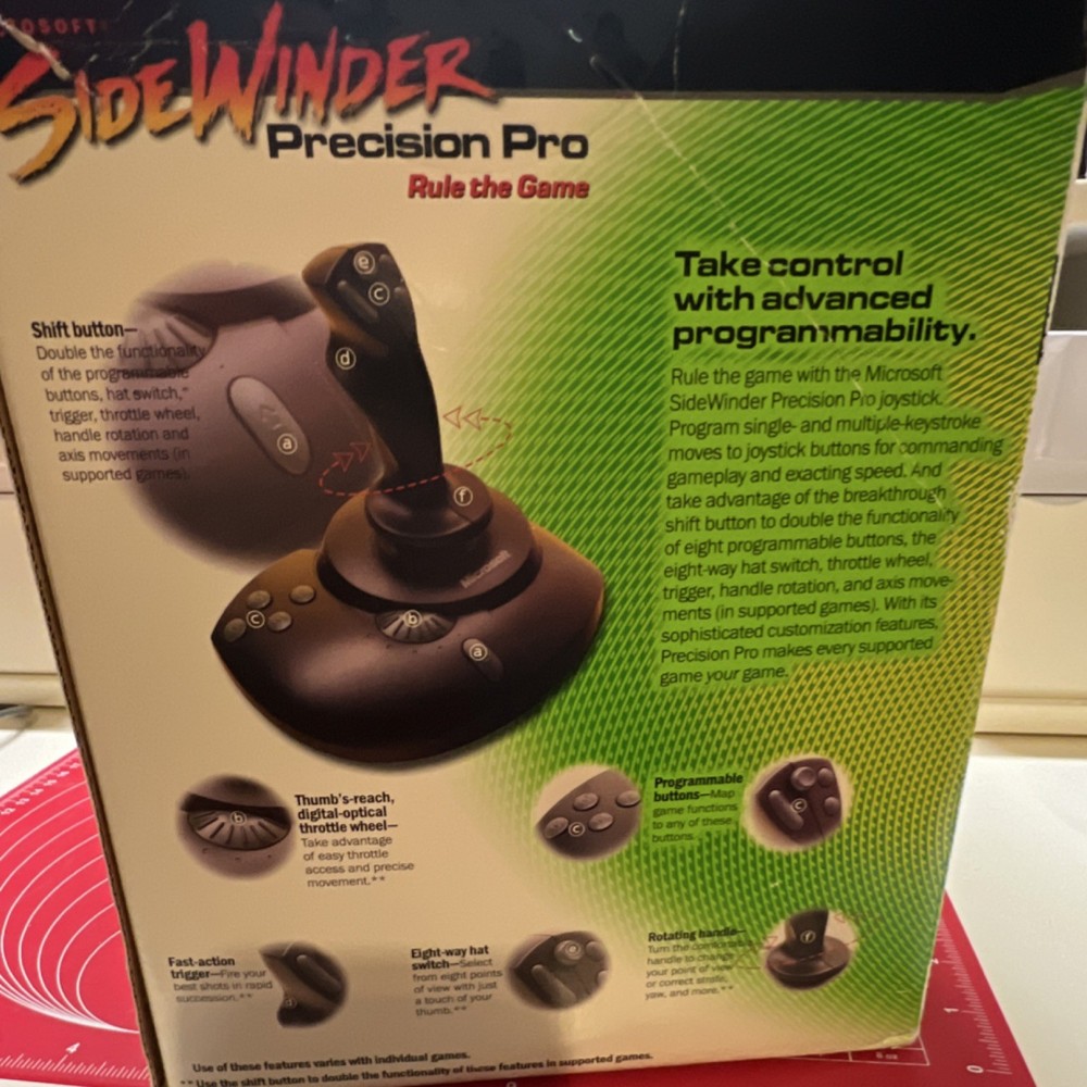 Microsoft SideWinder Precision Pro Wired Serial Joystick PC Windows 95 Throttle