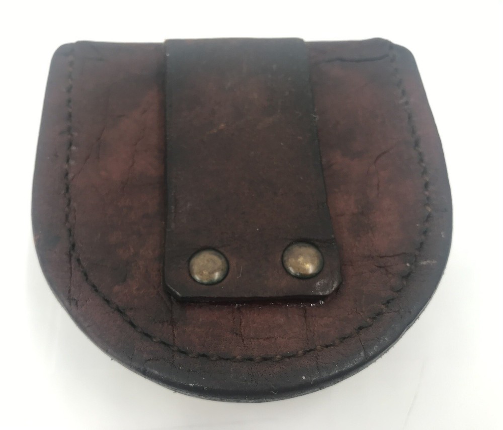Vintage Leather Compass Belt Holder Case Brown