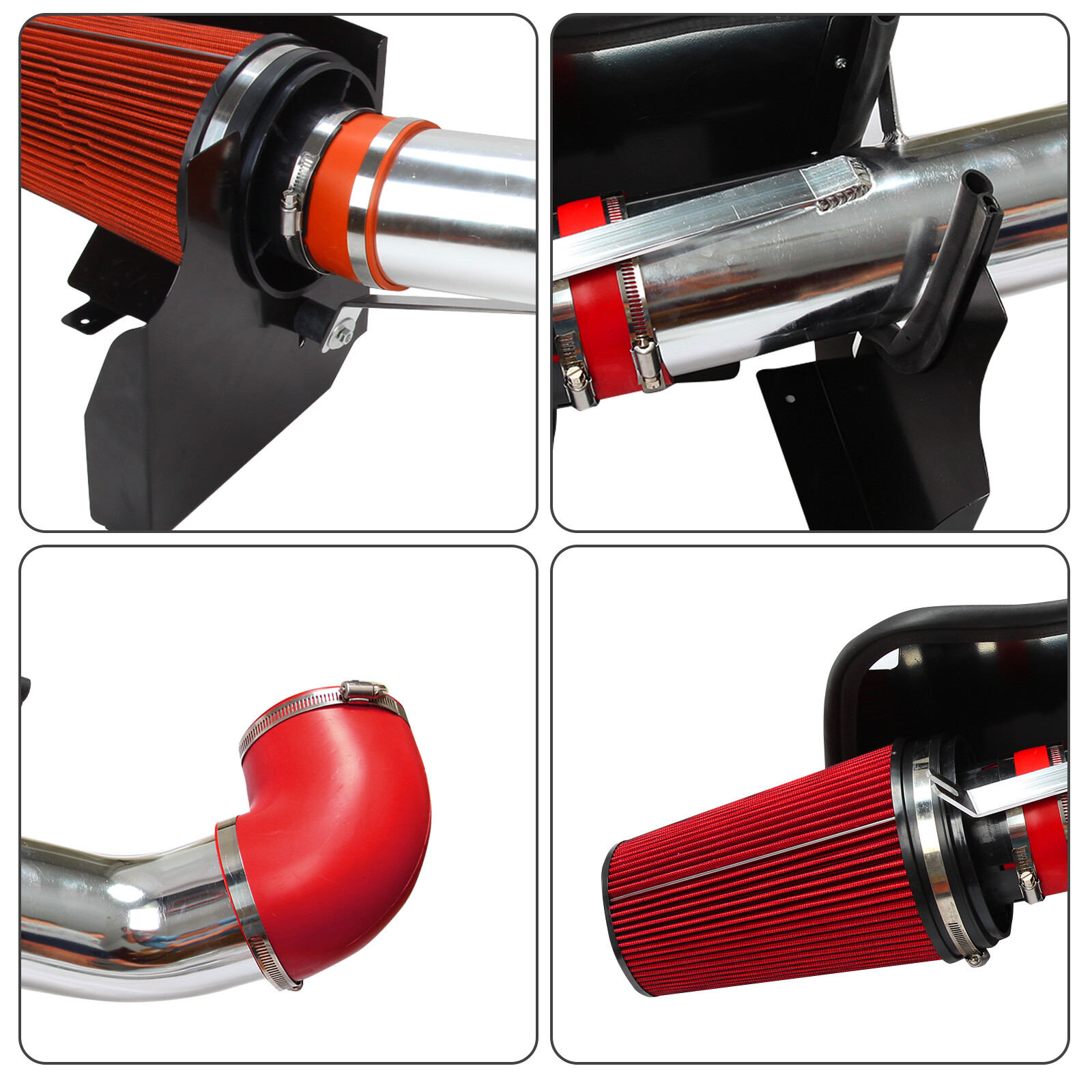 4" Cold Air Intake System+Heat Shield for 99-06 GMC/Chevy V8 4.8L/5.3L/6.0L RED
